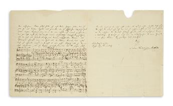 MENDELSSOHN-BARTHOLDY, FELIX. Autograph Letter Signed, including an Autograph Musical Manuscript, to philologist Adolf Friedrich Stenzl